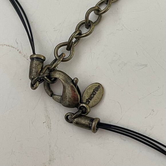 Chico's charm necklace burnished gold tone natural beads signed costume jewelry - Picture 6 of 10